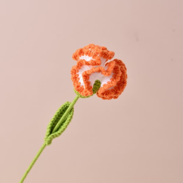 6-delt håndlavet hæklet nellikeblomstbuketsæt (orange)