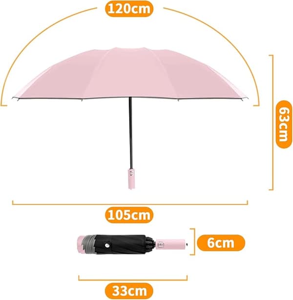 Automatisk foldbar parasol - 10 ribber - pink