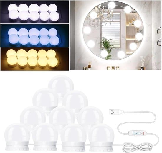 Dæmpbare LED-spejllys med 3 farver til makeupspejle