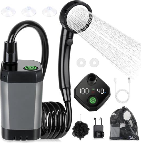 Bærbar bruser - campingbruser - bærbar bruser camping - Bærbar bruser til camping - 6000 mAh