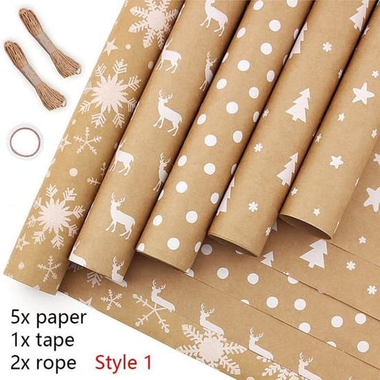 5 rullar julklappspapper (43x300cm per rulle)