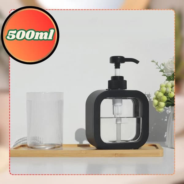 Flydende sæbedispenser, transparent sort, 500 ml