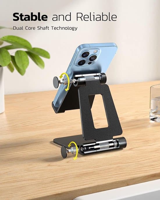 Sammenfoldelig telefon-/tabletstander - aluminiumslegering - sølv