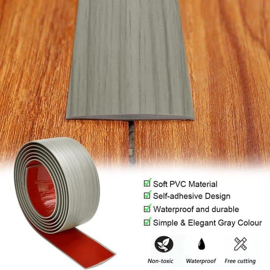 PVC gulvovergangsprofil 200×5cm – Grå, selvklæbende, til fliser