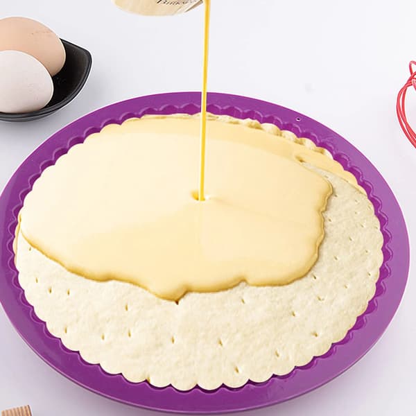 Fruktpajformar, silikonpajformar, silikonkakformar, non-stick silikonbakformar, 2-pack (lila)