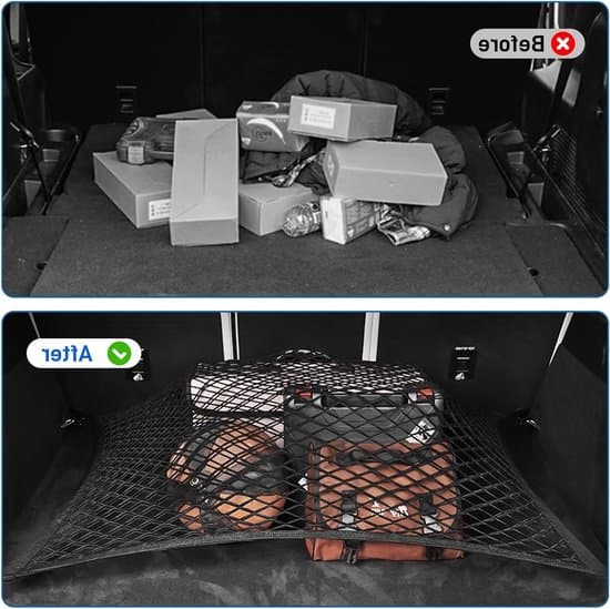 Bagagerumsnet - Justerbart elastisk net - Effektiv pladsudnyttelse - Sort - Bagageorganiseringsnet - Velegnet til SUV'er og andre køretøjer...