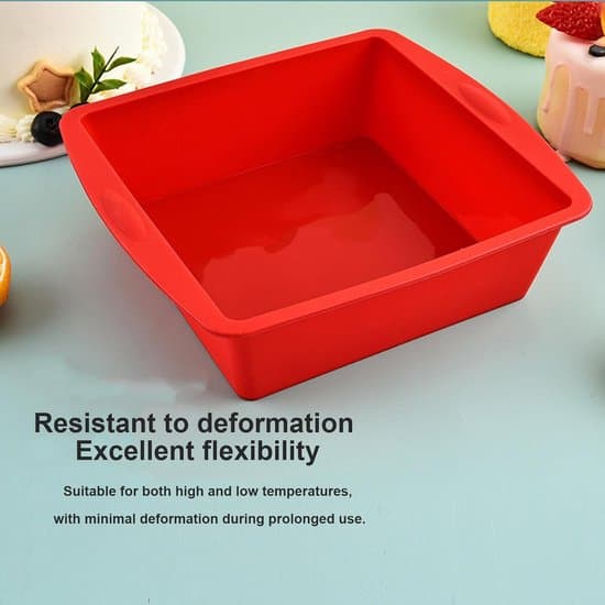 Firkantet silikone bageform - non-stick - 2-delt sæt - rød - 20 cm