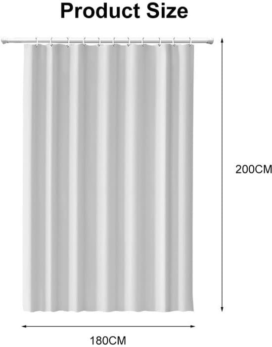 Duschdraperi med viktad fåll - mögelresistent - ett stycke - 180x200 cm - polyester