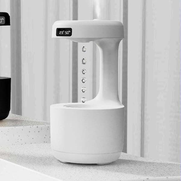 Anti-tyngdekraft luftdiffuser med LED-urdisplay - Ultralyd vanddråbe luftdiffuser - Aromadiffuser