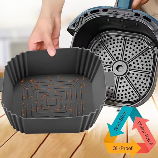 Silikone bageforme til airfryere - Bagepapirforme, silikoneforme, airfryer tilbehør, silikone bageforme (grå)