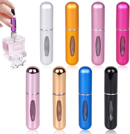 (8-pack, 5 ml) Atomizer Resestorlek, Mini parfym för resor, påfyllningsbar atomizerbehållare, bärbar parfymsprayflaska, reseparfymdoft