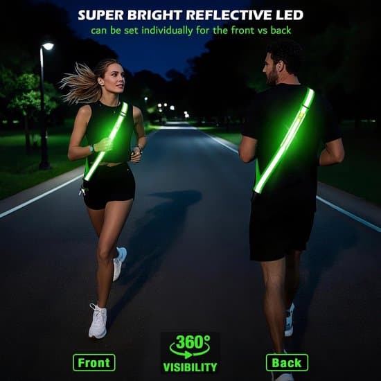 LED reflekterande axelband, USB-uppladdningsbara, hög synlighet