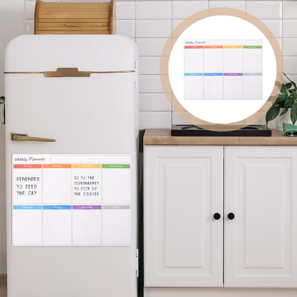 Magnetisk whiteboard kylskåpsväggpanel schema veckoplanerare kalender raderbar