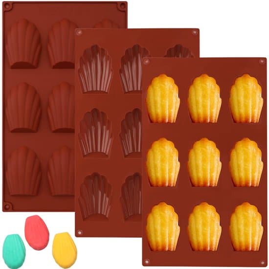 Silikone Madeleine Bageform - Skalformede Småkageforme - 3 Styk