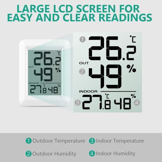 Digital termometer hygrometer, inomhustermometer, digital väderstation, universell inomhus utomhus, batteri ingår ej, vit