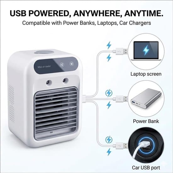 Bærbar Mini Aircondition, vandkølet fordampningskøler, 500 ml
