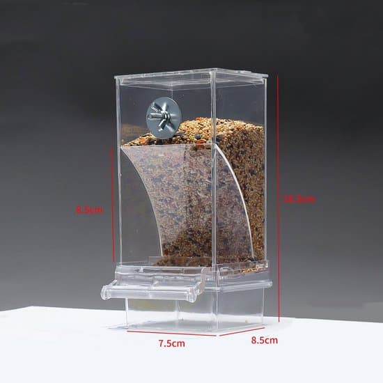Foderområde, fuglefoderstation, støvfri automatisk foderautomat - 18,5*8,5*7,5cm - til små fugle, papegøje, vindue - Transparent