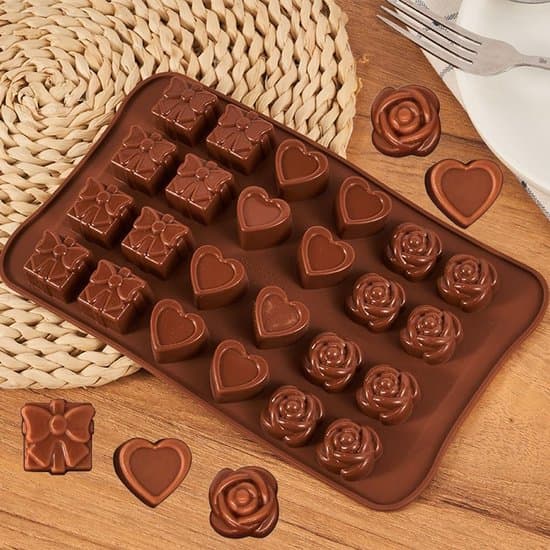 2 chokoladeforme, chokoladeforme, 24 hulrum, silikoneforme, non-stick form til chokolade, 3D silikoneform til kage, chokolade, gelé