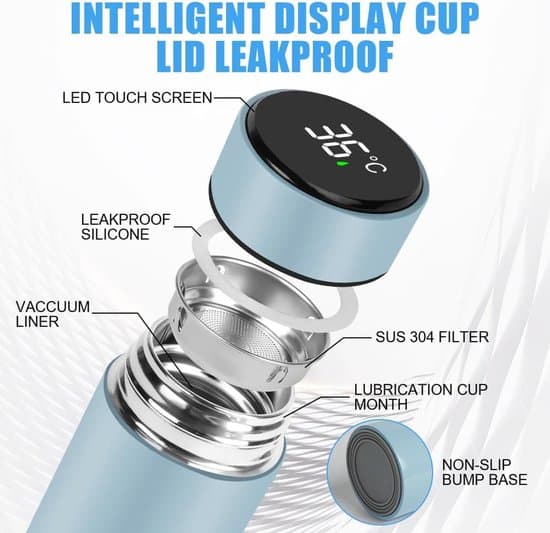 500 ml Smart Termoflaske i Rustfrit Stål med LED Temperaturdisplay (Blå)