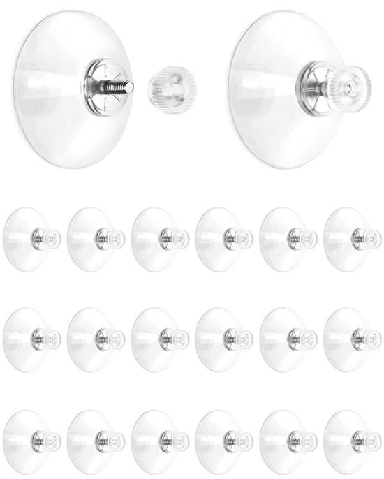 Imukoukut ruuveilla - 41 mm - Läpinäkyvä PVC - M4-kierre - 20 kappaletta
