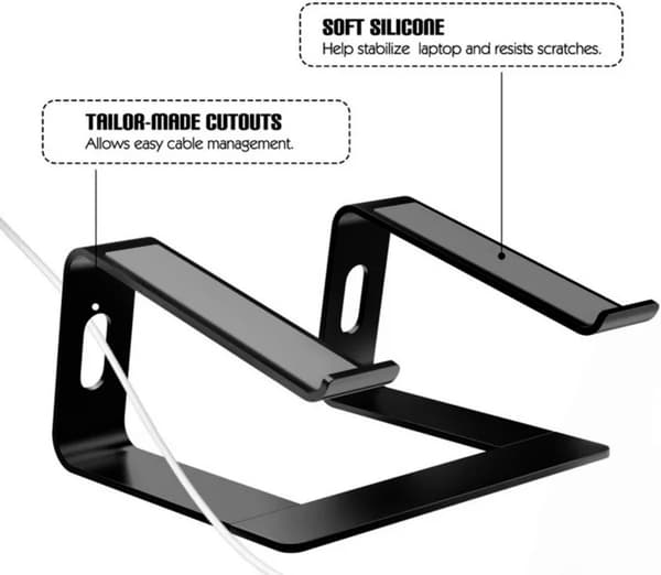 Bærbar computerstander - Universal 10 til 17 tommer - Aluminiumslegering - Sort - Passer til alle bærbare computere - Ergonomisk
