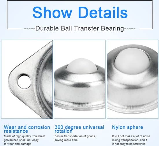 Kuglehjul - 16 mm - Nylon - 8 Stykker