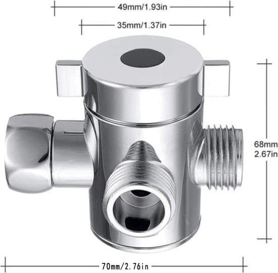 Trevägs duscharmavledarventil - Krompläterad - 1 styck