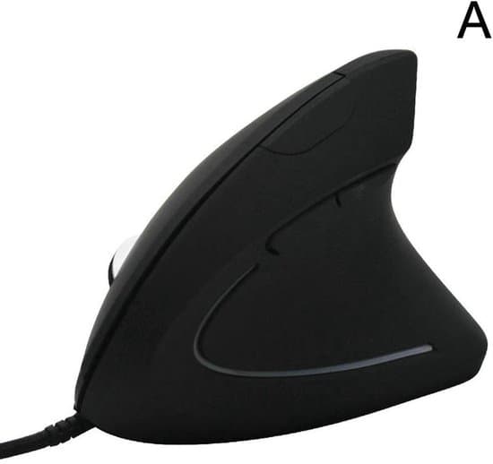 Sort trådløs, ergonomisk vertikal optisk USB-mus egnet til bærbare computere.