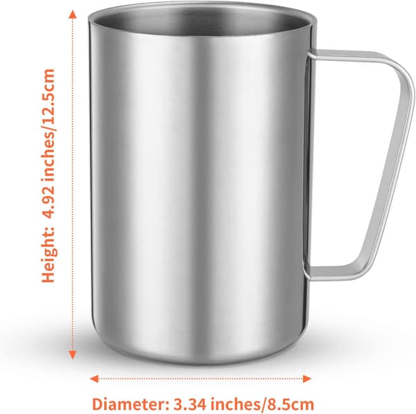 Topak store kapacitet rustfrit stål ølkrus, 500 ml - sølv