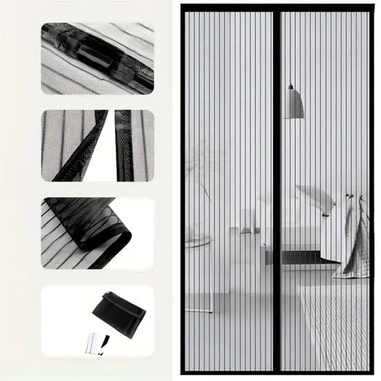 Magnetisk myggenet (til dør) - Sort - 110 x 200 cm