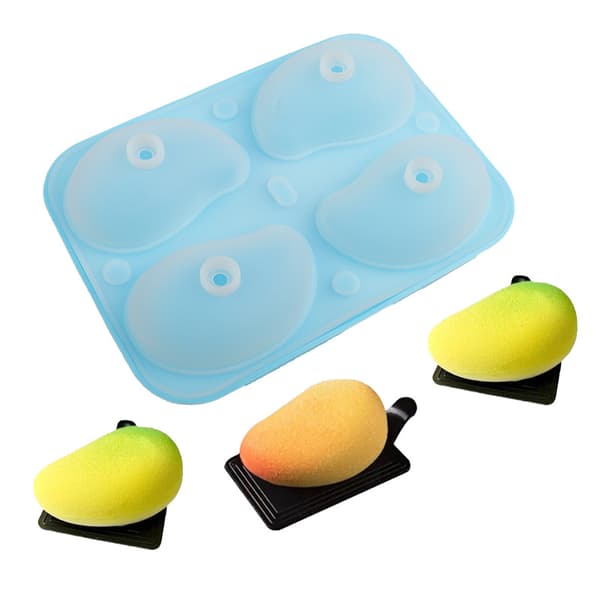3-delt 3D Mango Silikoneform Sæt: Inkluderer 4-hulrums bageforme, 6 mini tragte & chokoladeforme til is, slik, gelé & isterninger