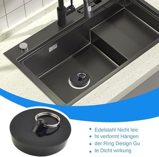 Bordpladeprop - Vaskeprop - Forhindrer lækager - Rustfri stålring - 47 cm - Sort