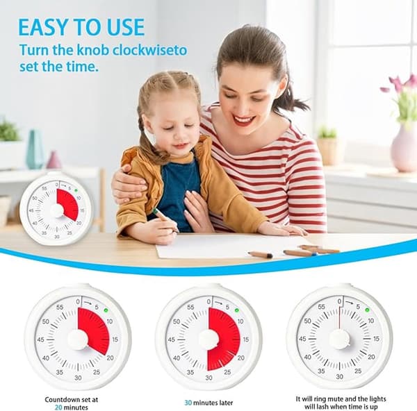 Visuel timer - 60 minutter - Lydløs - Hvid model 3