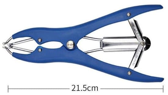 Fleksibel clips i rustfrit stål, 100 gummiringe, 21,5 cm, blå.