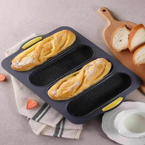 Sort silikone baguette brød bageform 33,5x23,5x2,5 cm