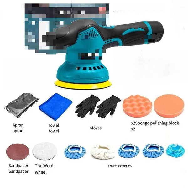 Elektrisk bilpolerings- och vaxningsmaskin med sandpapper (Modell 2, batteri ingår ej).