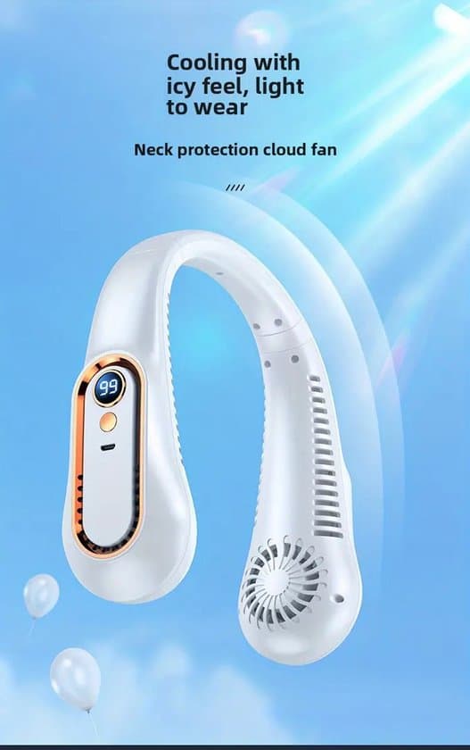 Grøn Halsventilator - Halsventilator - 5 hastigheder - Trådløs - Halsventilator - Miniventilator - Ansigtsventilator - Halsventilator