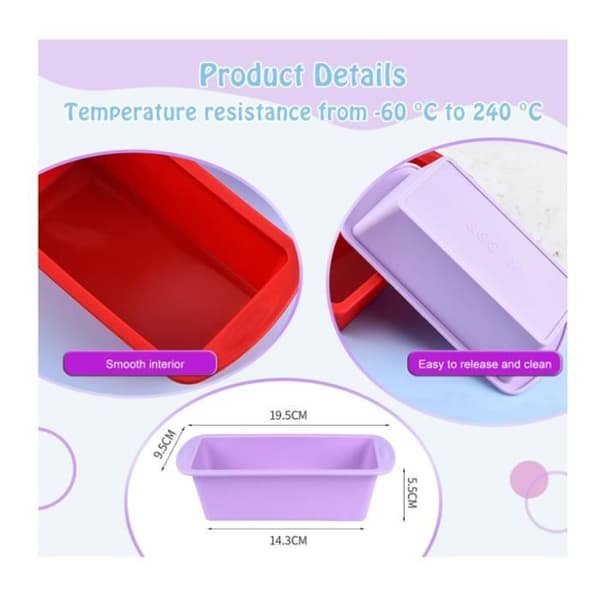 Silikonkakformar - minibrödformar - non-stick - 4-delat set - flexibla