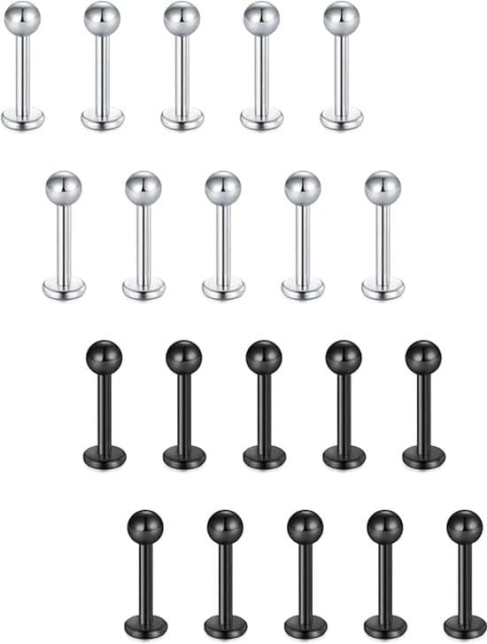 Läppspikar i rostfritt stål, set om 20 stycken
