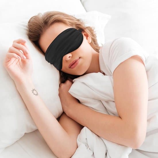 2 stk. blød satin silke sovemaske med elastikbånd til kvinder og mænd (sort/sølv)