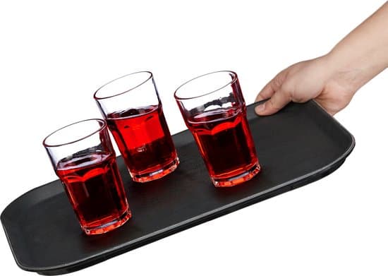 Serveringsbakke - Rektangulær - 41 x 30 cm - Hævede kanter - Skridsikker - Sort