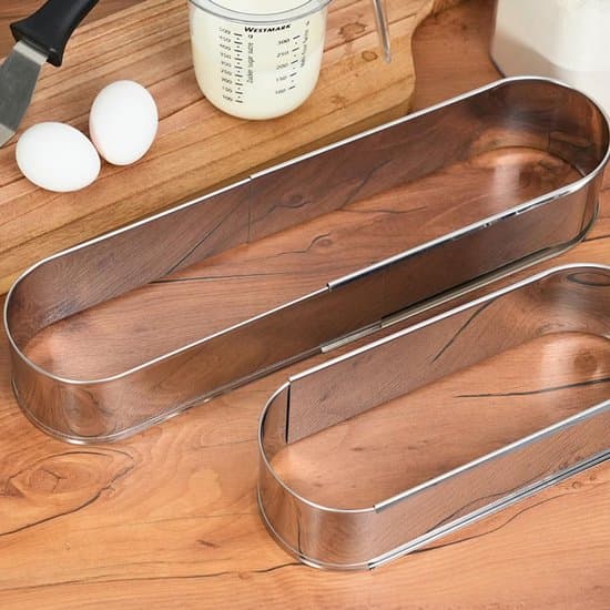 Justerbar oval bageform i rustfrit stål til marengs og kager (27 til 42,5 cm)