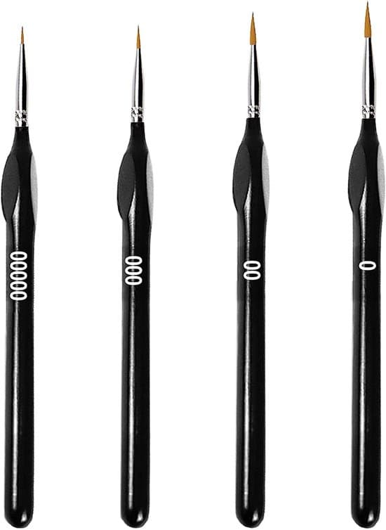 Penselset för fina detaljer - professionella penslar - 4-pack