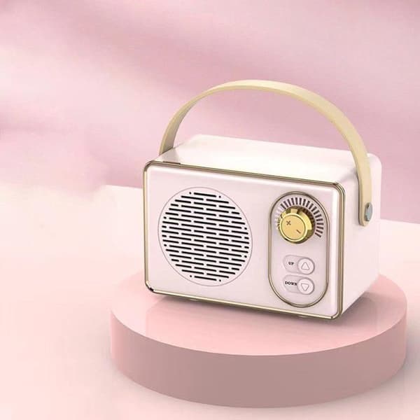 Högkvalitativ retro Bluetooth-högtalare - Bluetooth-högtalare - Lång batteritid - Rosa