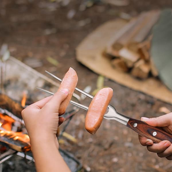 Grillgaffel i rustfrit stål til udendørs grillning af kødspyd