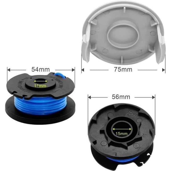 Velegnet til Ryobi One+ plæneklipper spoler - 6 spoler - 3,35 meter - 1,65 mm