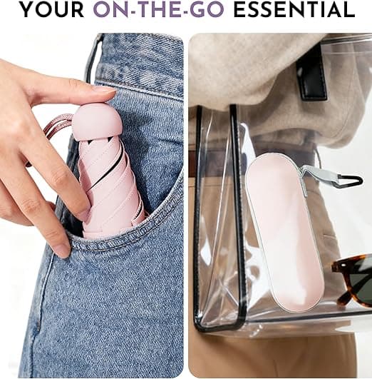 Ultralätt Mini UV Resefickparaply med Förvaringsfodral.