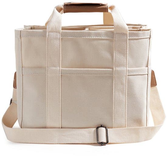 Off-White Multi-Compartment Canvas Commuter Tote Bag, 30x16x24 cm