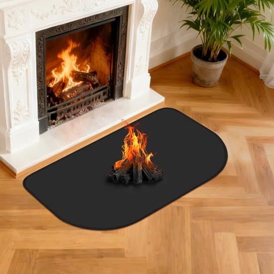 Brandsäker eldstadsmatta - 100x60 cm högtemperatursgolvskydd - Svart