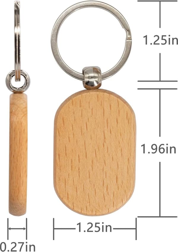 20 tomma nyckelringar i trä - rektangulära trä - snidningsblock för snidning och DIY